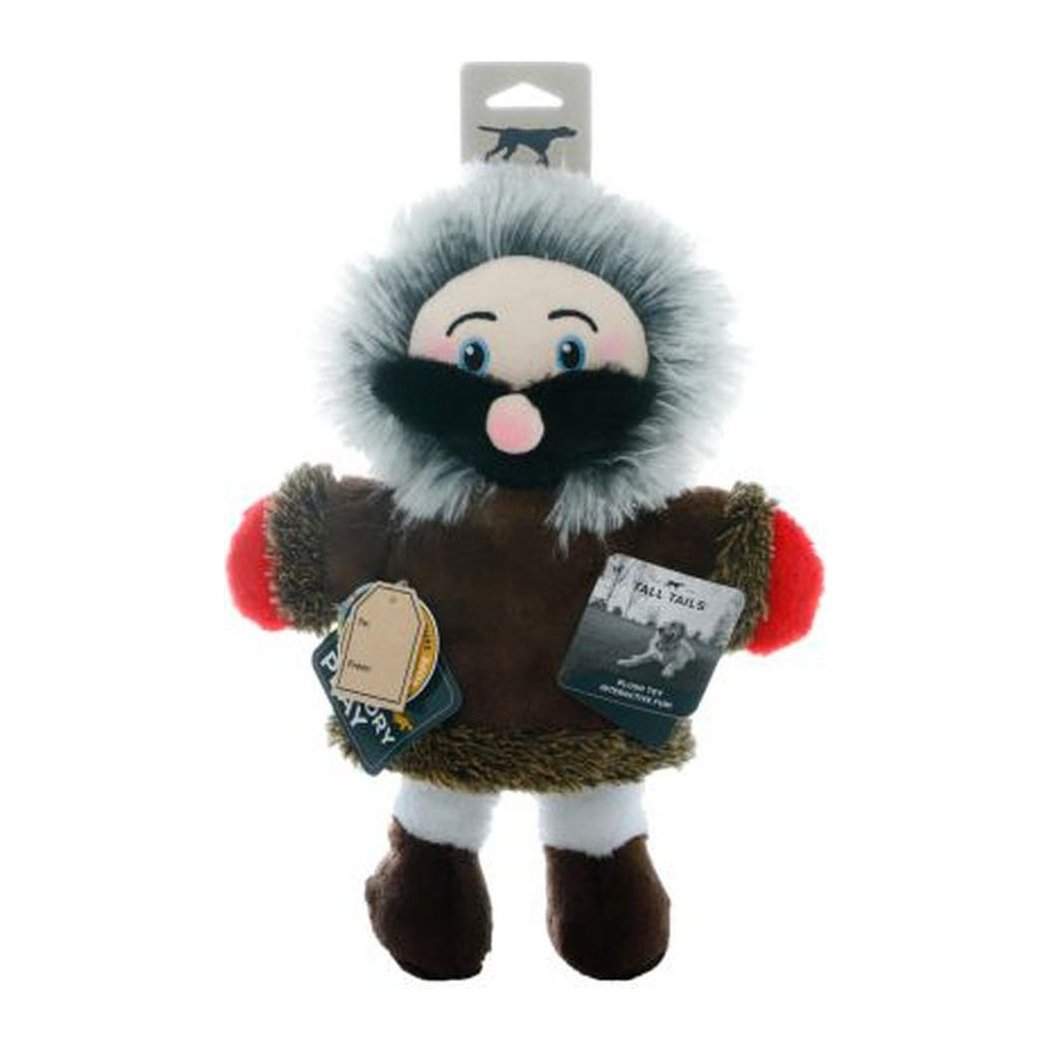 A front view of the Tall Tails Plush Explorer Squeaker Toy with a white background.