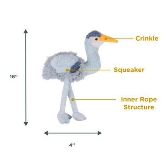 Tall Tails Plush Rope Body Heron Squeaker Toy - 16"-Pets - Toys-Appalachian Outfitters