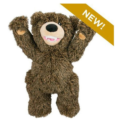 A 14" Tall Tails Rope Body Grizzly Bear toy with raised arms and a "NEW!" tag on a white background.
