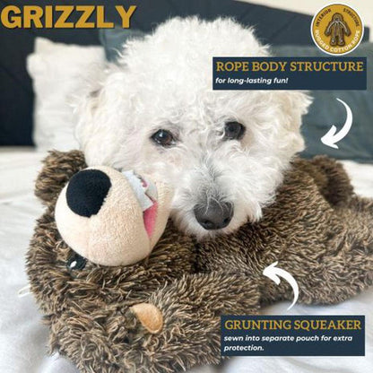 Tall Tails Rope Body Grizzly Bear 14"-Pets - Toys-Appalachian Outfitters