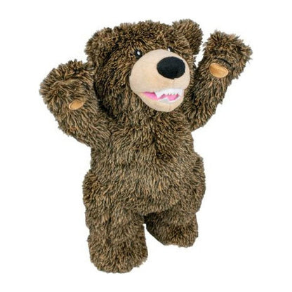 A front view of the Tall Tails Rope Body Grizzly Bear 14" with raised arms and a smiling face against a white background.