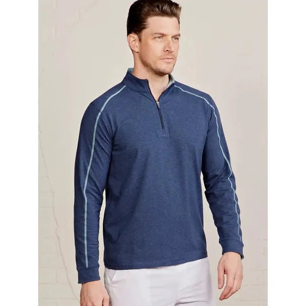 Tasc Men's Carrollton 1/4 Zip-Men's - Clothing - Tops-Classic Navy Heather/Waterfall Heather-M-Appalachian Outfitters