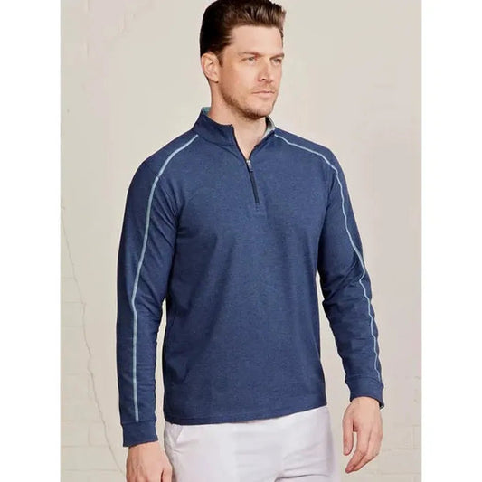 Tasc Men's Carrollton 1/4 Zip-Men's - Clothing - Tops-Classic Navy Heather/Waterfall Heather-M-Appalachian Outfitters
