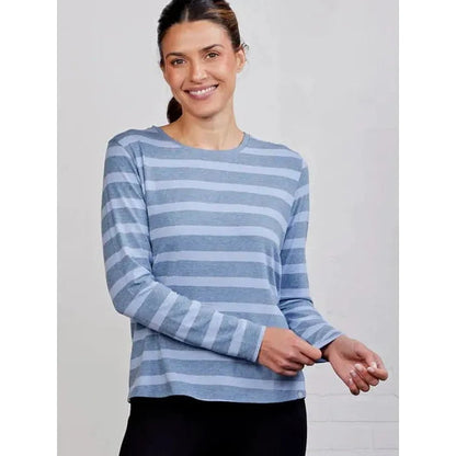Tasc Women's All Day Long Sleeve Stripe-Women's - Clothing - Tops-Archor Heathered Blue-S-Appalachian Outfitters