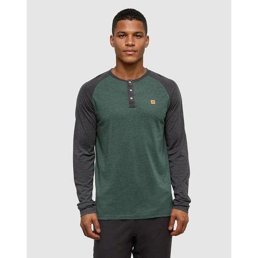 Tentree Men's Baker Henley Longsleeve-Men's - Clothing - Tops-Forest Pine Heather Meteorite Black Heather-M-Appalachian Outfitters