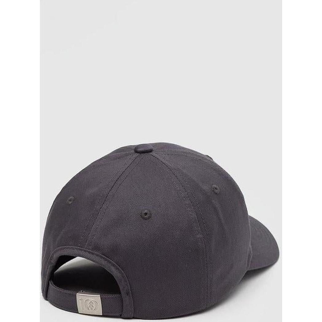 Back view of the Tentree Spring Flora Peak Hat in Graphite Light Moss showing the adjustable strap and neutral background.