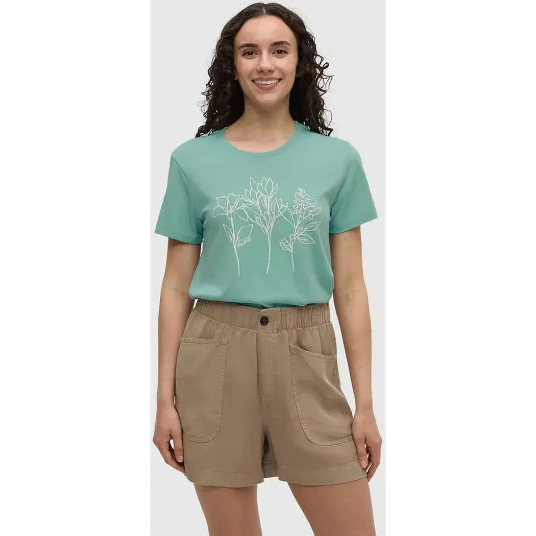 Tentree Women's Cummer Flora T-Shirt-Women's - Clothing - Tops-Turquoise Sky Vintage White-S-Appalachian Outfitters