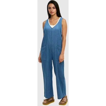 Tentree Women's Nova Overall-Women's - Clothing - Bottoms-Mid Wash-S-Appalachian Outfitters