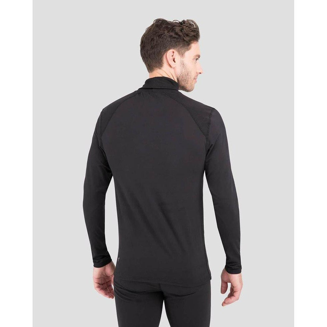 Back view of the Terramar 2.0 Men's Thermolator Performance Turtle Neck in Black, showing the long sleeves and raglan shoulders against a plain gray background.