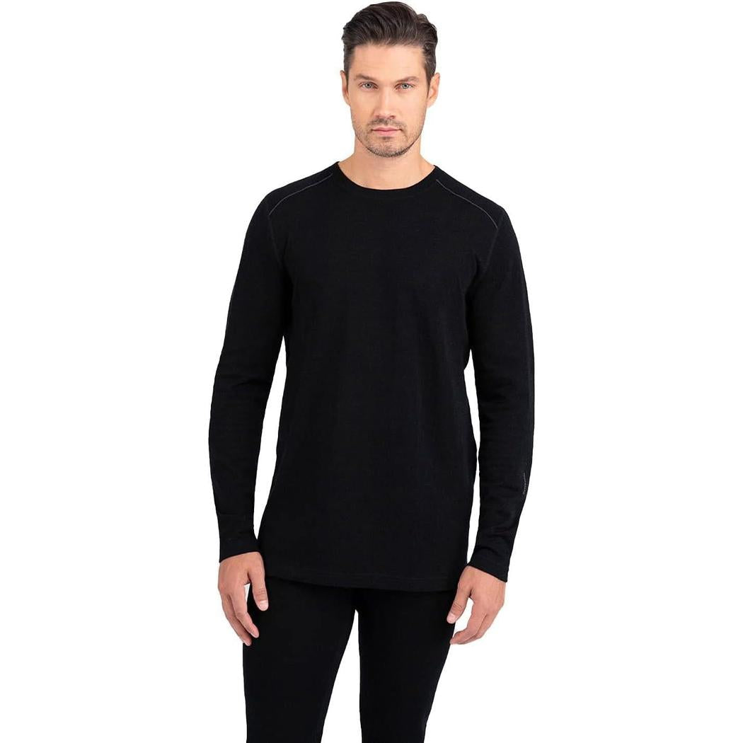 A front view of the Terramar Men's 2.0 Ultra Merino Crew in Black on a model against a white background.