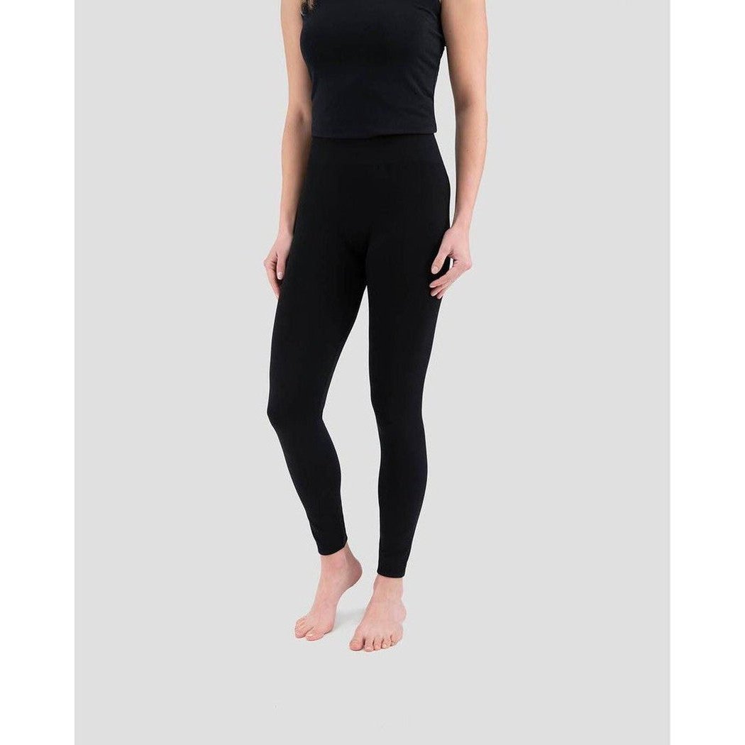 A front view of the Terramar Women's Lined Leggings in Black on a model against a light gray background.