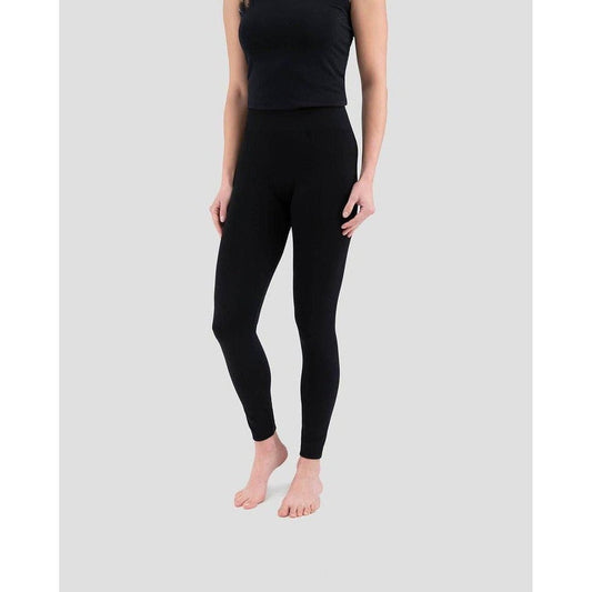 A front view of the Terramar Women's Lined Leggings in Black on a model against a light gray background.