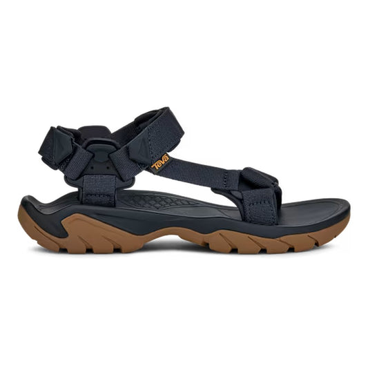 Side view of the Teva Men's Terra FI 5 Universal in Total Eclipse showing the adjustable straps and rugged outsole against a white background.