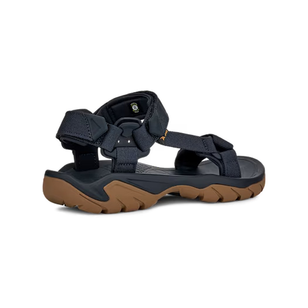 Back view of the Teva Men's Terra FI 5 Universal in Total Eclipse showing the adjustable straps and rugged outsole against a white background.