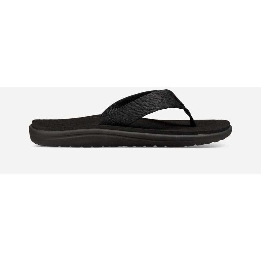 Side view of the Teva Men's Voya Flip in Vori Black Gray showing the textured strap and contoured sole against a white background.
