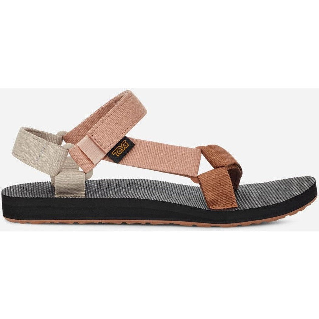 Side view of the Teva Women's Original Universal in Maple Sugar Multi showing the adjustable straps and textured outsole against a white background.