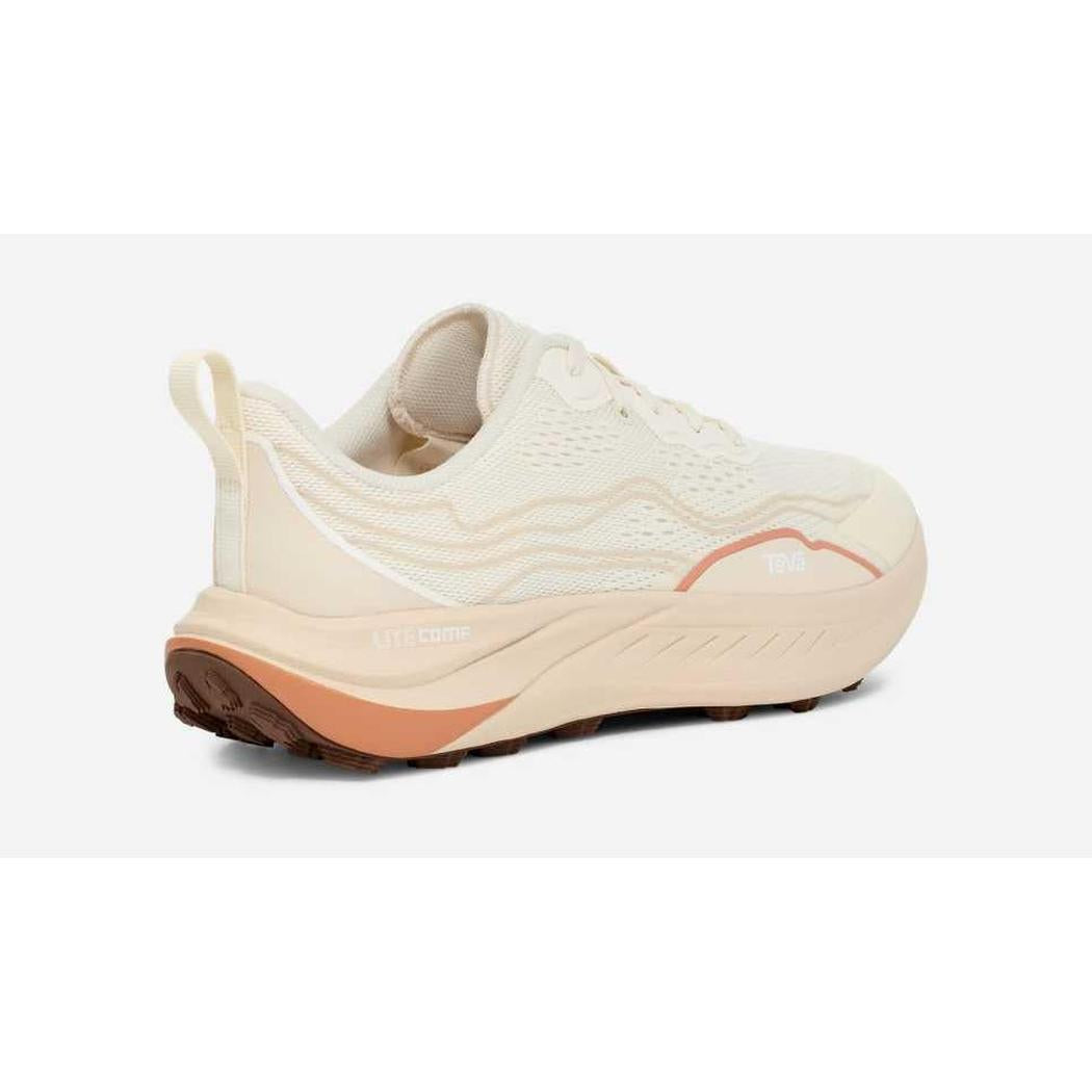 Back view of the Teva Women's Trailwinder Low in Birch/ Peach Bloom showing the heel pull tab and thick outsole against a white background.