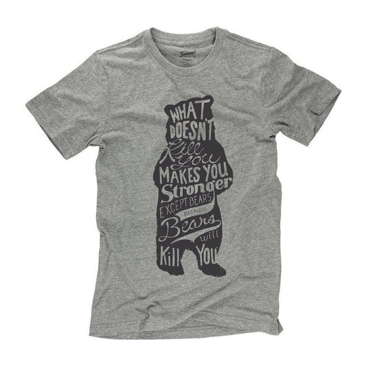 A front view of the Smoke Grey The Landmark Project Bear Tee showing the bear graphic and text against a white background.