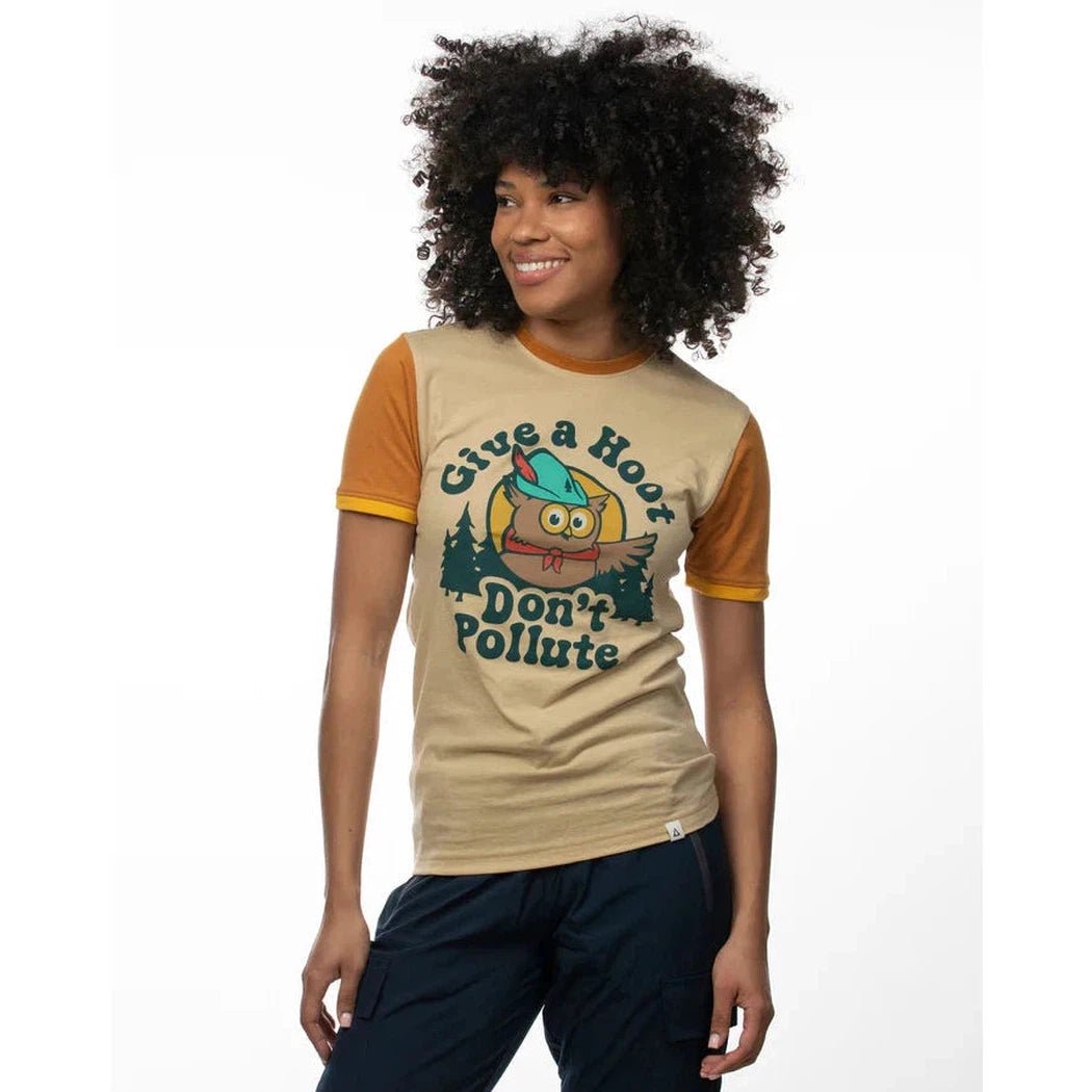 The Landmark Project Give A Hoot Ringer Tee-Unisex - Clothing - Tops-Appalachian Outfitters