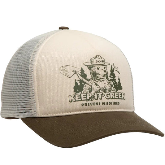 The Landmark Project Keep It Green 5-Panel Trucker Hat-Accessories - Hats - Unisex-Sand/Vine-Appalachian Outfitters