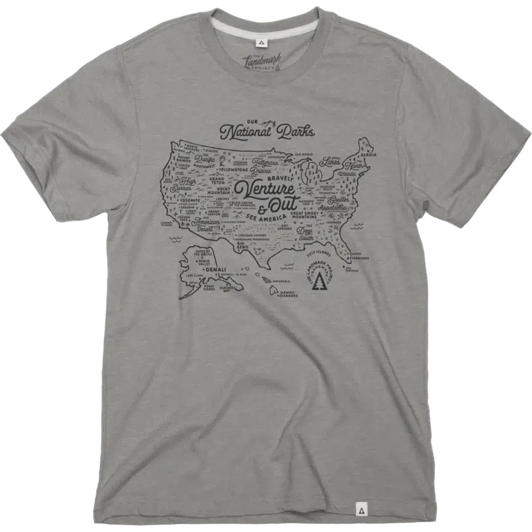 The Landmark Project NPS Map Tee-Unisex - Clothing - Tops-Smoke Grey-XS-Appalachian Outfitters