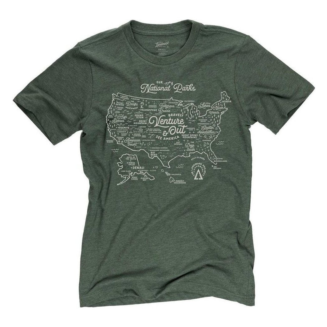The Landmark Project NPS Map Tee-Unisex - Clothing - Tops-Conifer-XS-Appalachian Outfitters