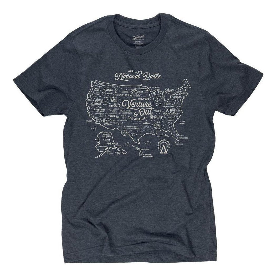 The Landmark Project NPS Map Tee-Unisex - Clothing - Tops-Deep Navy-XS-Appalachian Outfitters