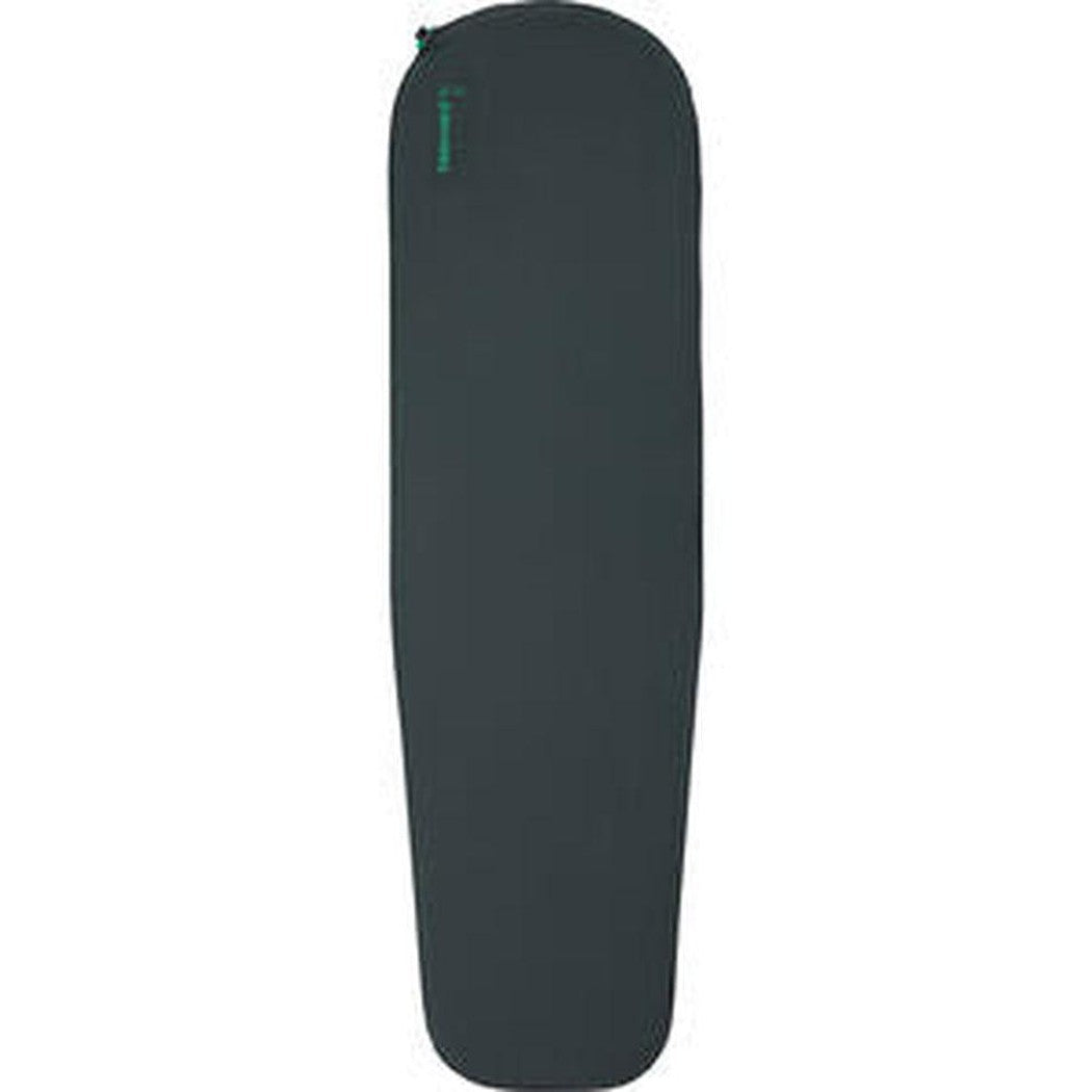 Side view of the Therm-a-Rest Trail Scout in Charcoal/Graphite showing the zippered top and smooth surface against a white background.