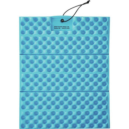 Blue/Silver Therm-a-Rest Z Seat showing the padded design and hanging tag against a white background.