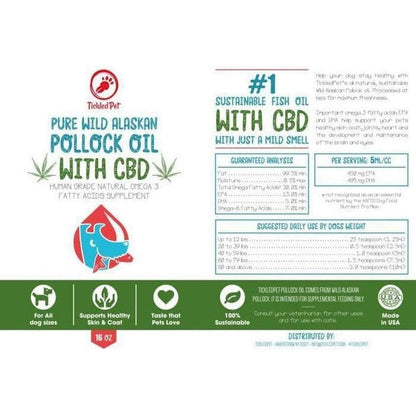 Tickled Pet Wild Alaskan Pollock Oil 16 Ounce with Cbd-Pets - Treats-Appalachian Outfitters
