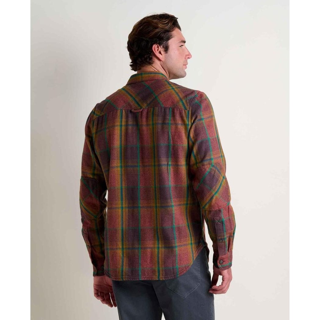Back view of the Toad & Co Men's Ranchero Long Sleeve Shirt in Cinnamon on a model against a plain background.