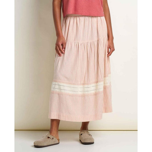Toad & Co Women's Airscape Midi Skirt-Women's - Clothing - Tops-Dusty Cedar Stripe Dobby-S-Appalachian Outfitters