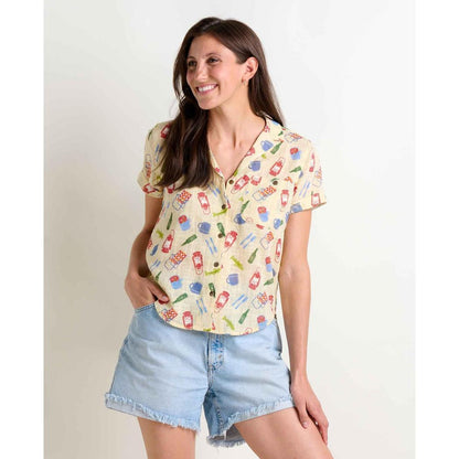 Toad & Co Women's Camp Cove Short Sleeve Shirt-Women's - Clothing - Tops-Barley Camping Print-S-Appalachian Outfitters