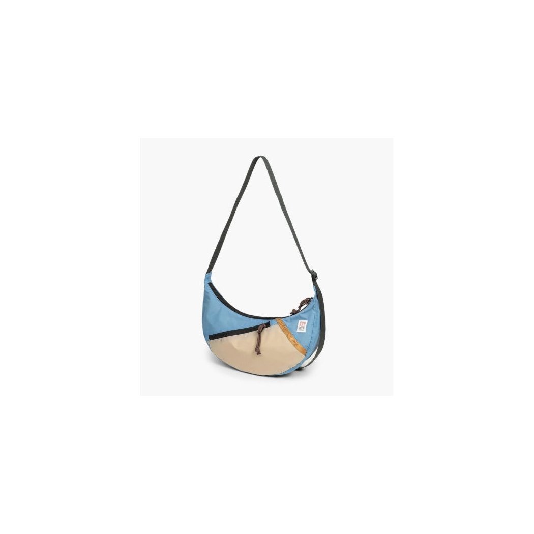 A front view of the Topo Designs Moonlight Crossbody Bag in Black/Neutral against a white background.