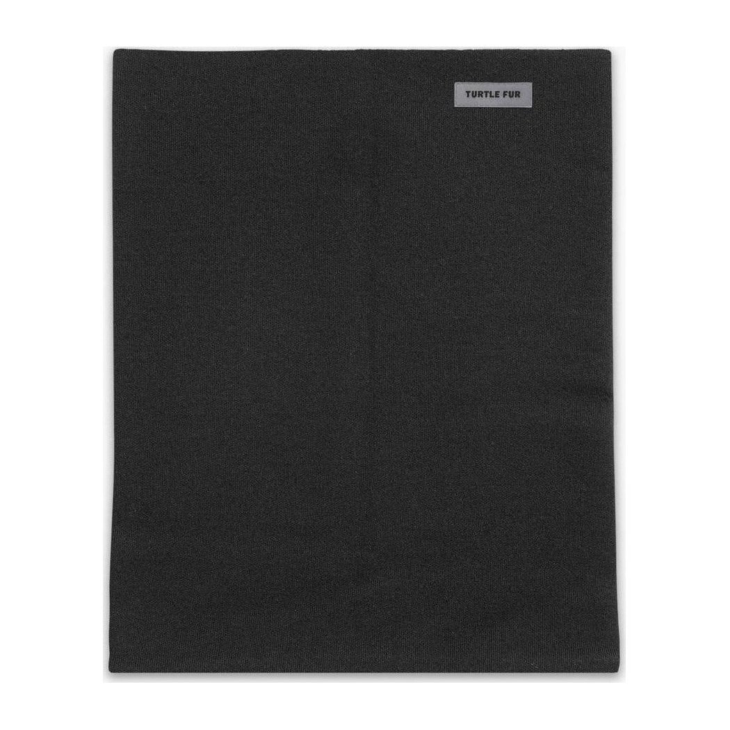 A black Turtle Fur Carefree Merino Wool Pipe Dream bandana shown from the front with a small logo tag visible.
