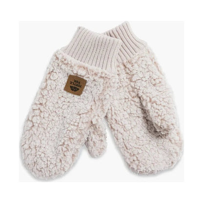 A front view of the Turtle Fur Comfort Lush Freestyle Mitts in Black showing the fuzzy texture and ribbed cuff against a white background.