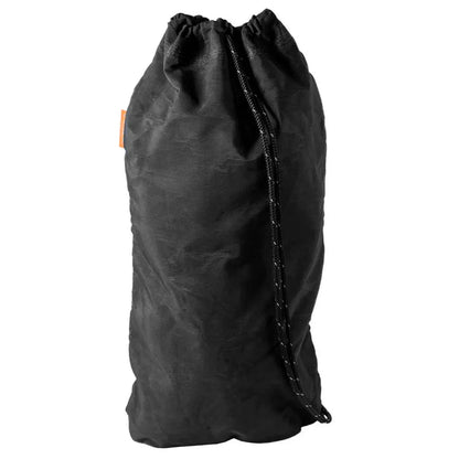 A black Ursack Allmitey Grizzly drawstring bag with a cord closure and a small orange tag, photographed against a white background.