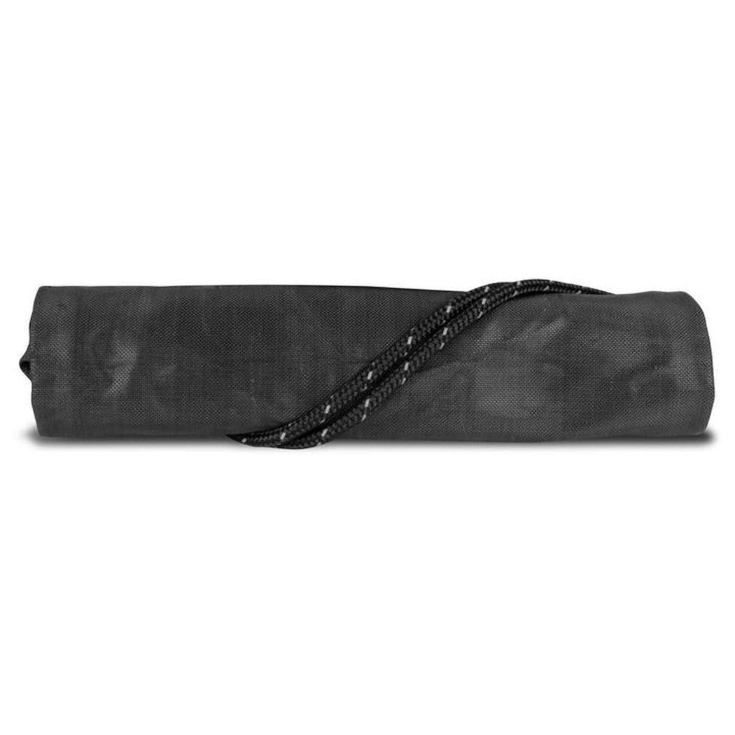 A charcoal Ursack Major XL rolled up with a black strap visible against a white background.