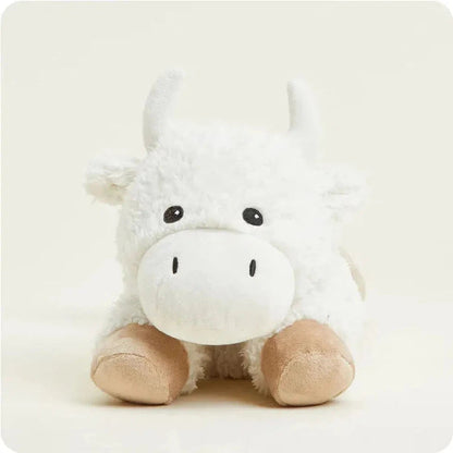A front view of the Warmies Buffalo plush toy with light brown hooves against a plain white background.