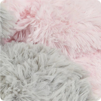 Soft pink and gray Warmies Elephant Hugs plush blankets with fluffy texture.