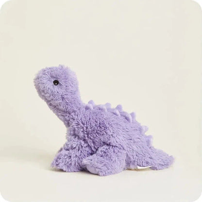 A side view of the Warmies Purple Long Neck Dinosaur with a white background.