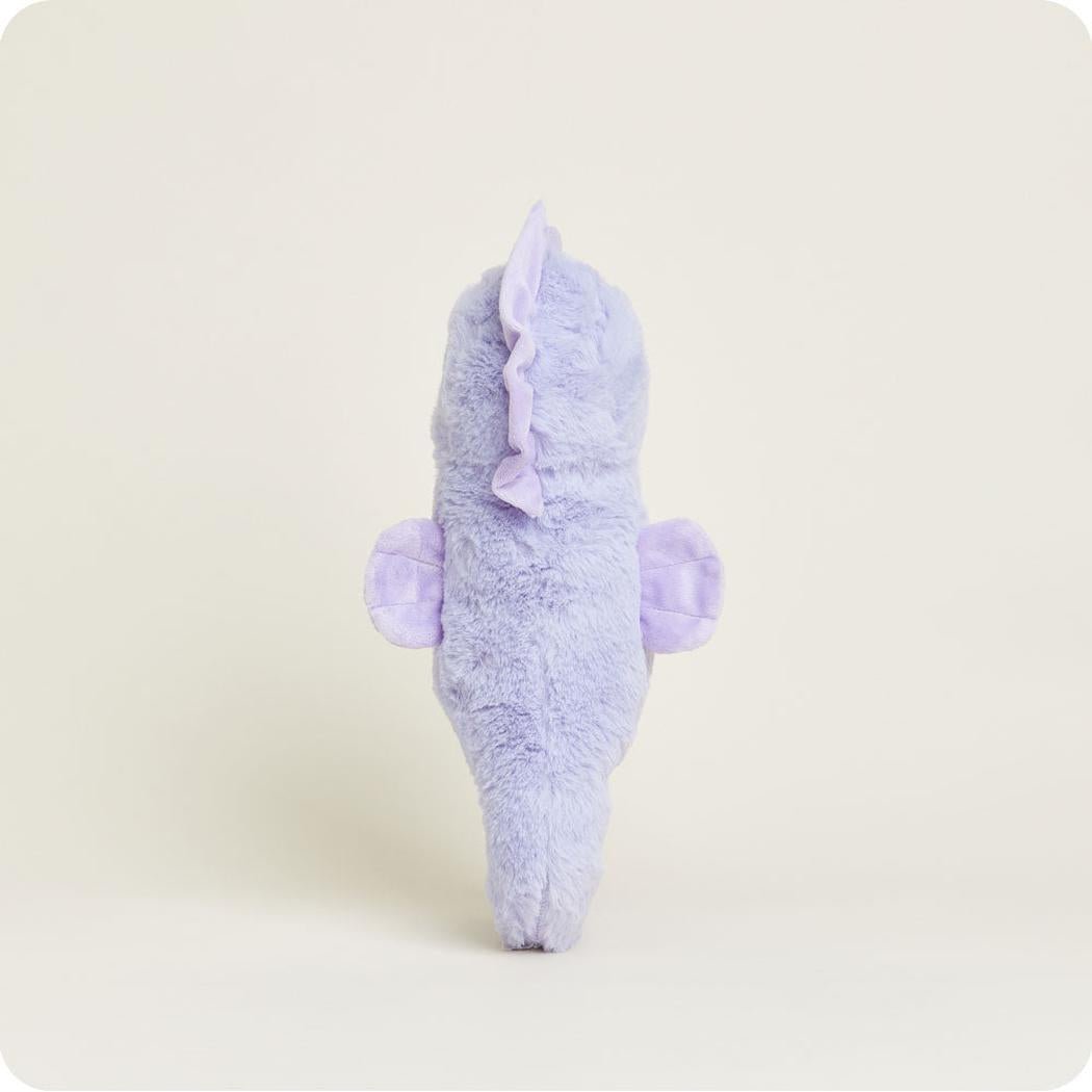 Back view of the Warmies Seahorse plush toy with a light purple mane and ears against a plain white background.