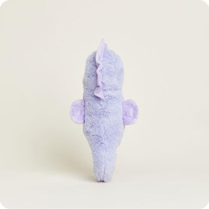 Back view of the Warmies Seahorse plush toy with a light purple mane and ears against a plain white background.