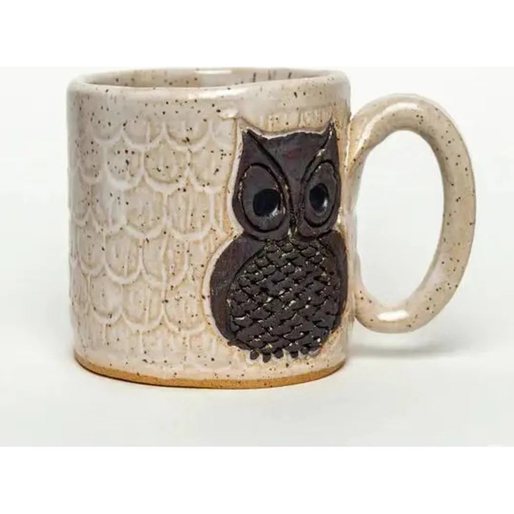 White Squirrel Clayworks Classic Owl Design Handmade, in Ohio, Ceramic White 10oz Mug-Camping - Cooking - Dishware-Appalachian Outfitters