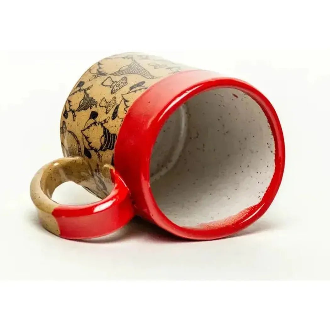 White Squirrel Clayworks Limited Winter Gnome Handmade Ceramic Red 12 oz Mug-Camping - Cooking - Dishware-Appalachian Outfitters