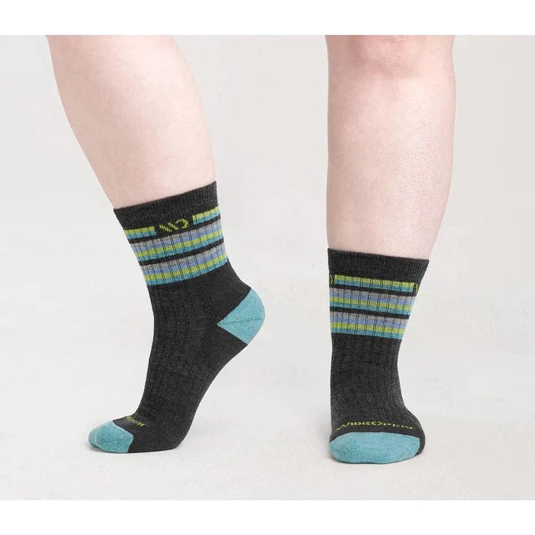 Wide Open Women's Multi Stripe Midweight Micro Crew Sock-Accessories - Socks - Women's-Charcoal-S-Appalachian Outfitters