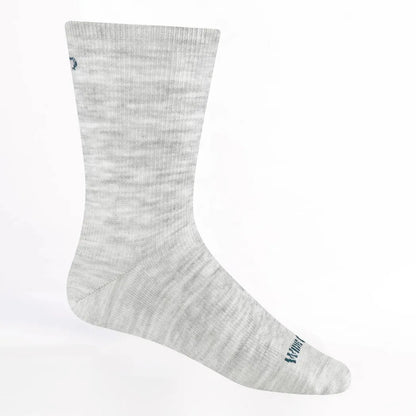A side view of the Wide Open Women's Solid Basic Crew Lightweight No Cushion Socks in Ash against a white background.