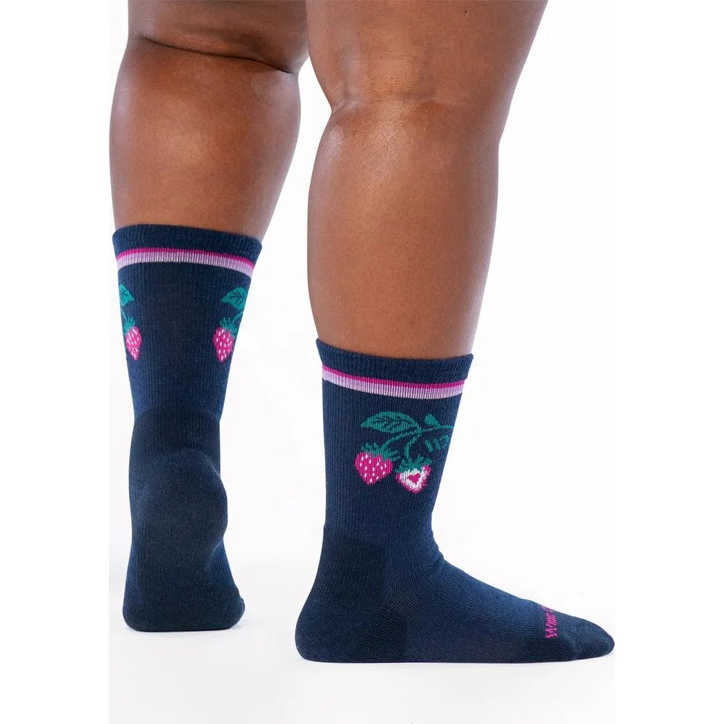 Wide Open Women's Strawberry Patch Crew Midweight Cushion Socks-Accessories - Socks - Women's-Appalachian Outfitters
