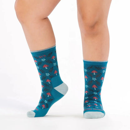Wide Open Women's Wildwood Cushioned Crew Socks-Accessories - Socks - Women's-Bright Teal-S-Appalachian Outfitters