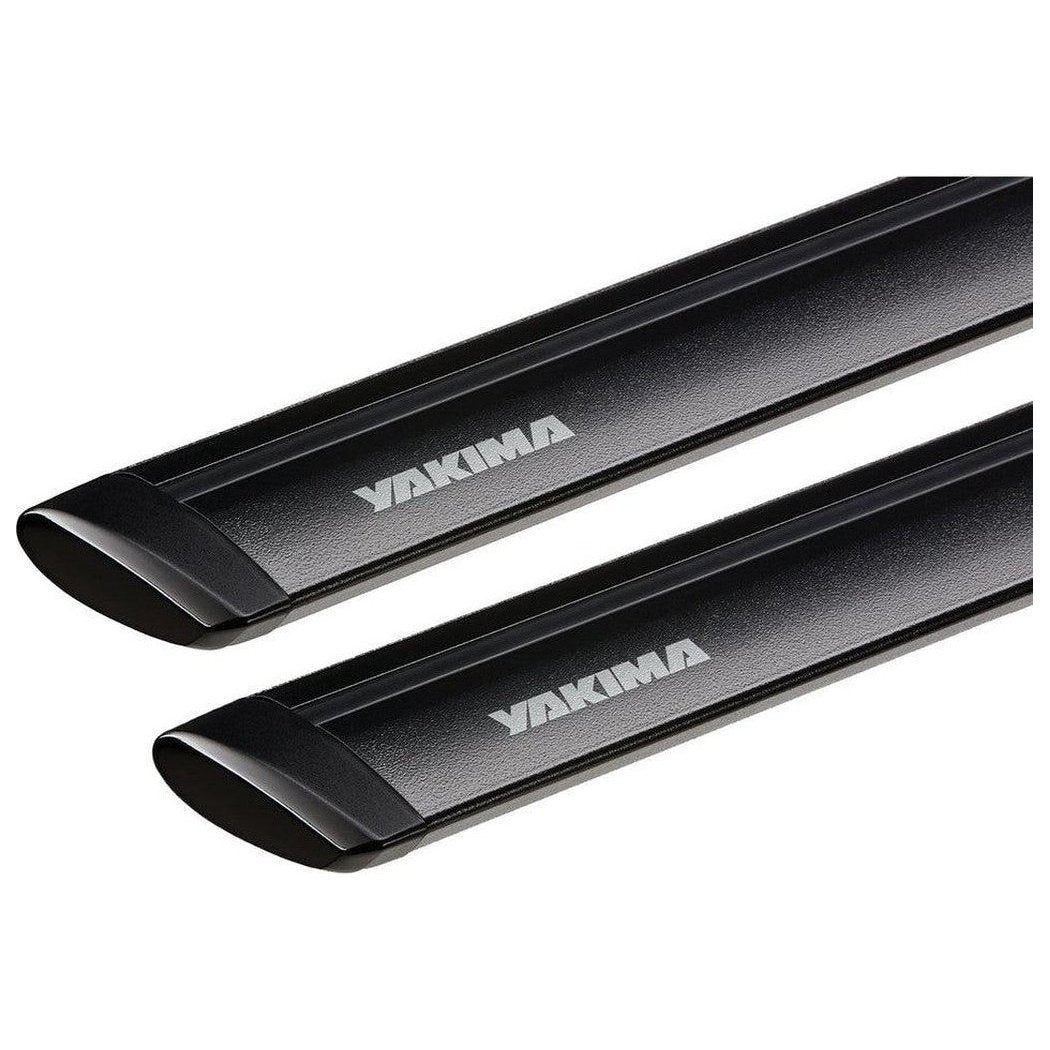 Two black Yakima JetStream roof rack bars shown from a top-down angle against a white background.